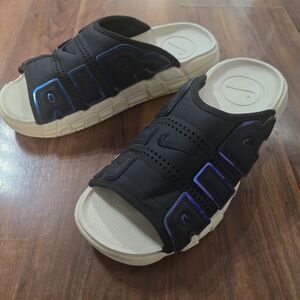 Mens Nike Air More Uptempo FB7799-001 Black Iridescent Slide Sandals - Size 14